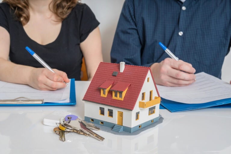 Divorce and dividing a property concept.