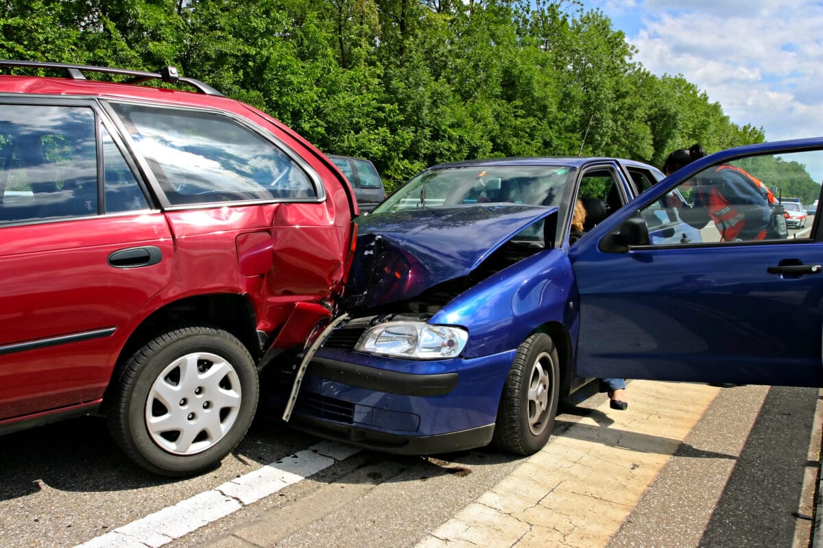 Car accident on a highway